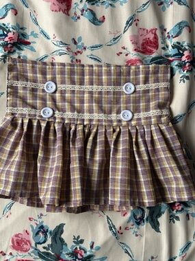 Handmade Mini Skirt in Plaid Yellow and Brown